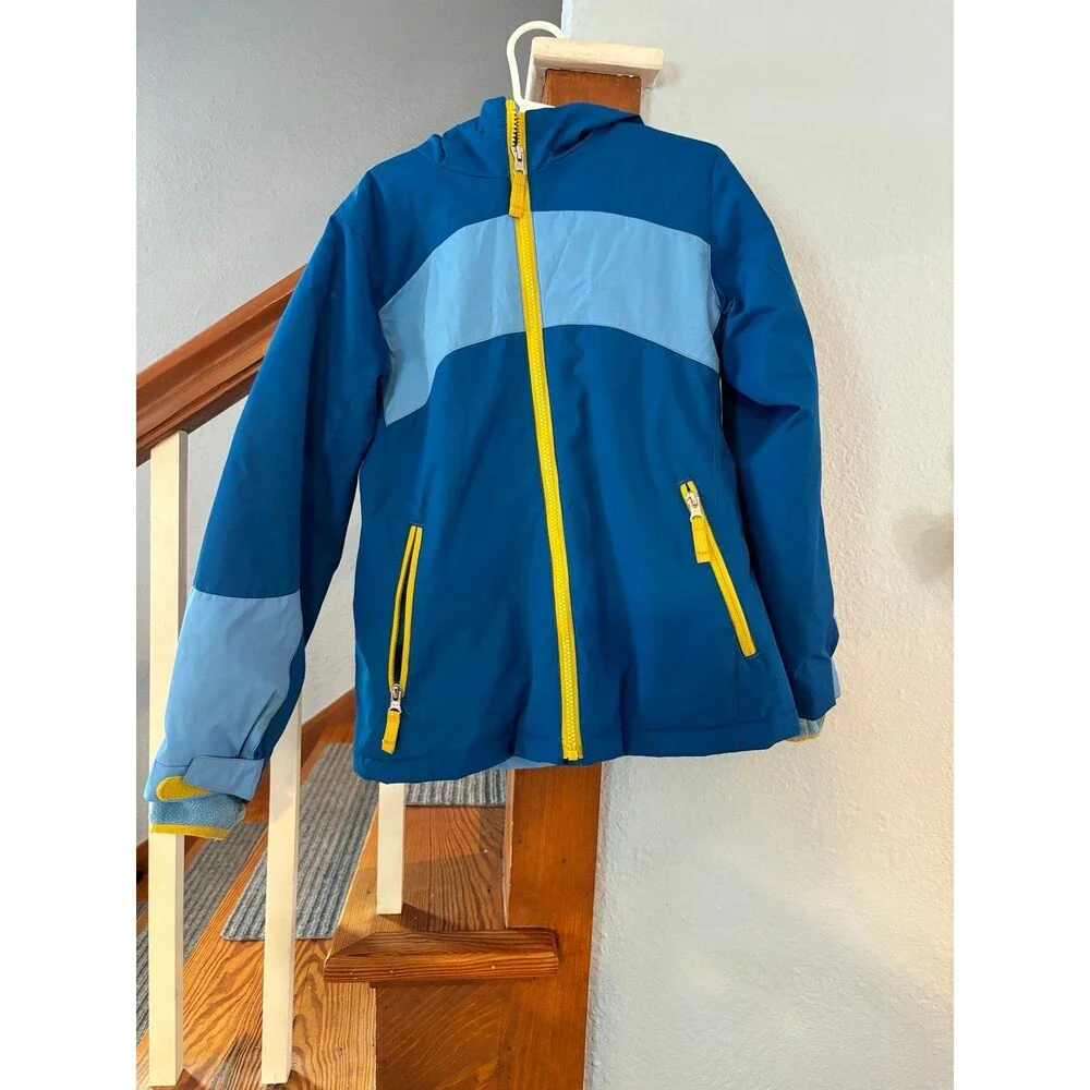 Lands’ end blue winter jacket coat 7/8 small youth thumb holes parka boy girl